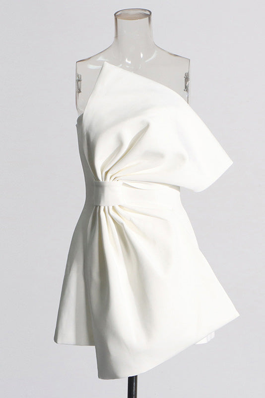 Bow pattern slim-fit tube top Mini-Length Dress