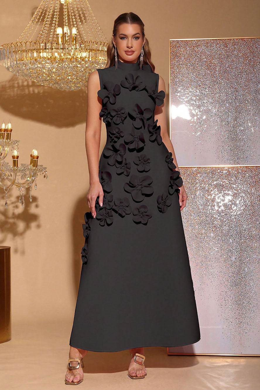 Ethel Flower Embellished Sleeveless Maxi-Length Dress