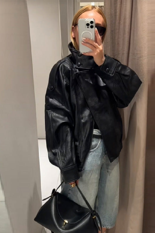 Modern Matte Crinkle PU Jacket