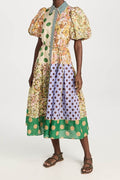 Modern Green Muse Spliced Print Dress