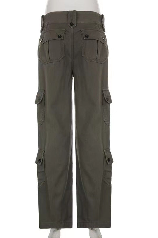 Retro Street Style Pocket Denim Trousers