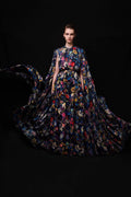 Nola Crew Neck Cape Sleeves Maxi-Length Dress