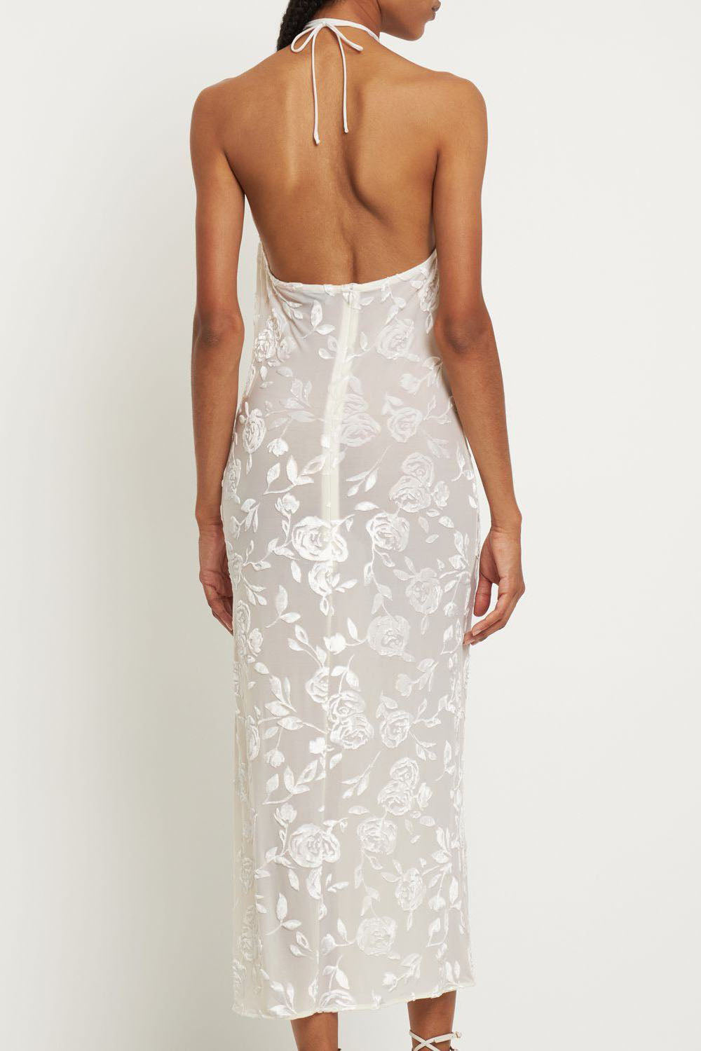 Modern "White Rose Dream" Neck Hanging Dress