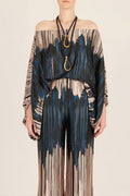 Coordinated Abstract Waves Two-Piece Set - Blue-Brown