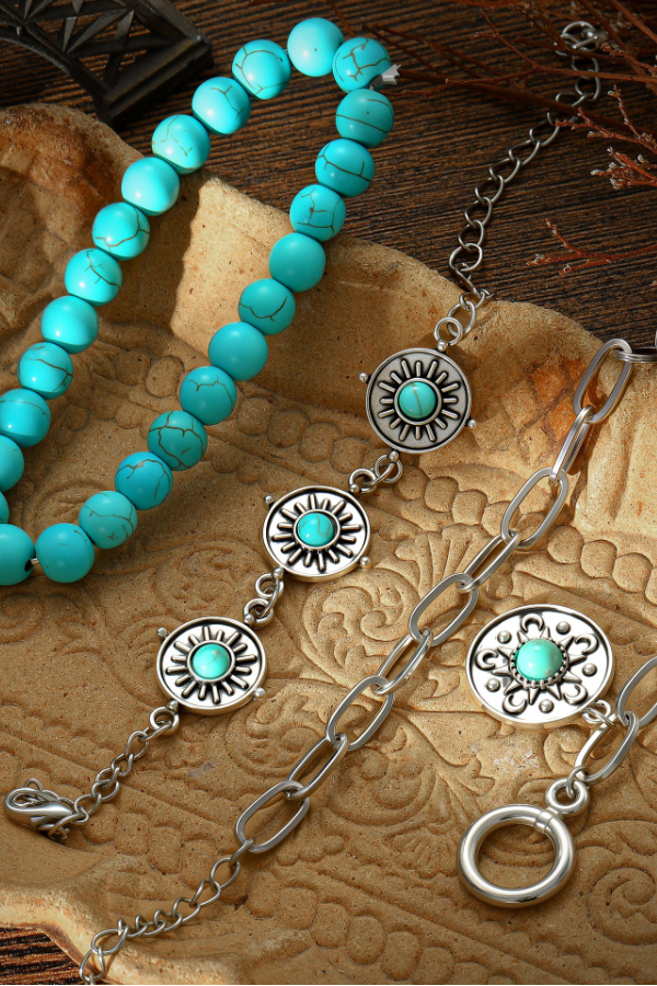 Women's Western Retro Turquoise Personalized Multi-element Beaded Jewelry Set