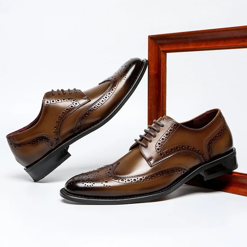 Cowhide Leather Oxford Shoes with Breathable Upper