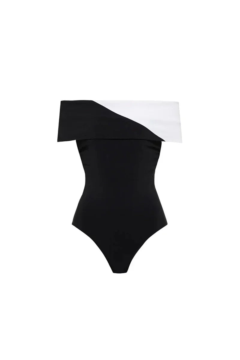 Colorblock Minimal One Piece Swimwear Set