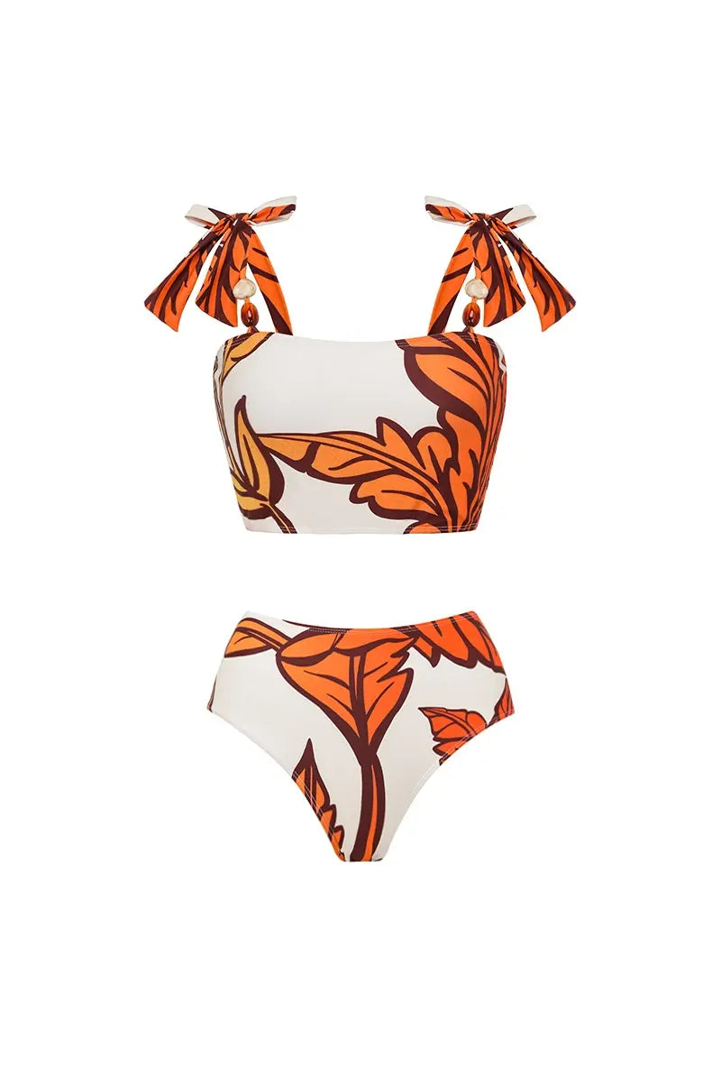 Maple Print Swimwear Set Trio