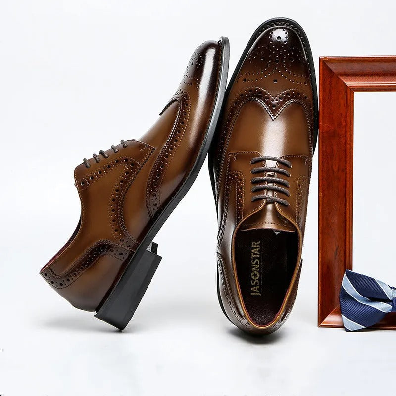 Cowhide Leather Oxford Shoes with Breathable Upper