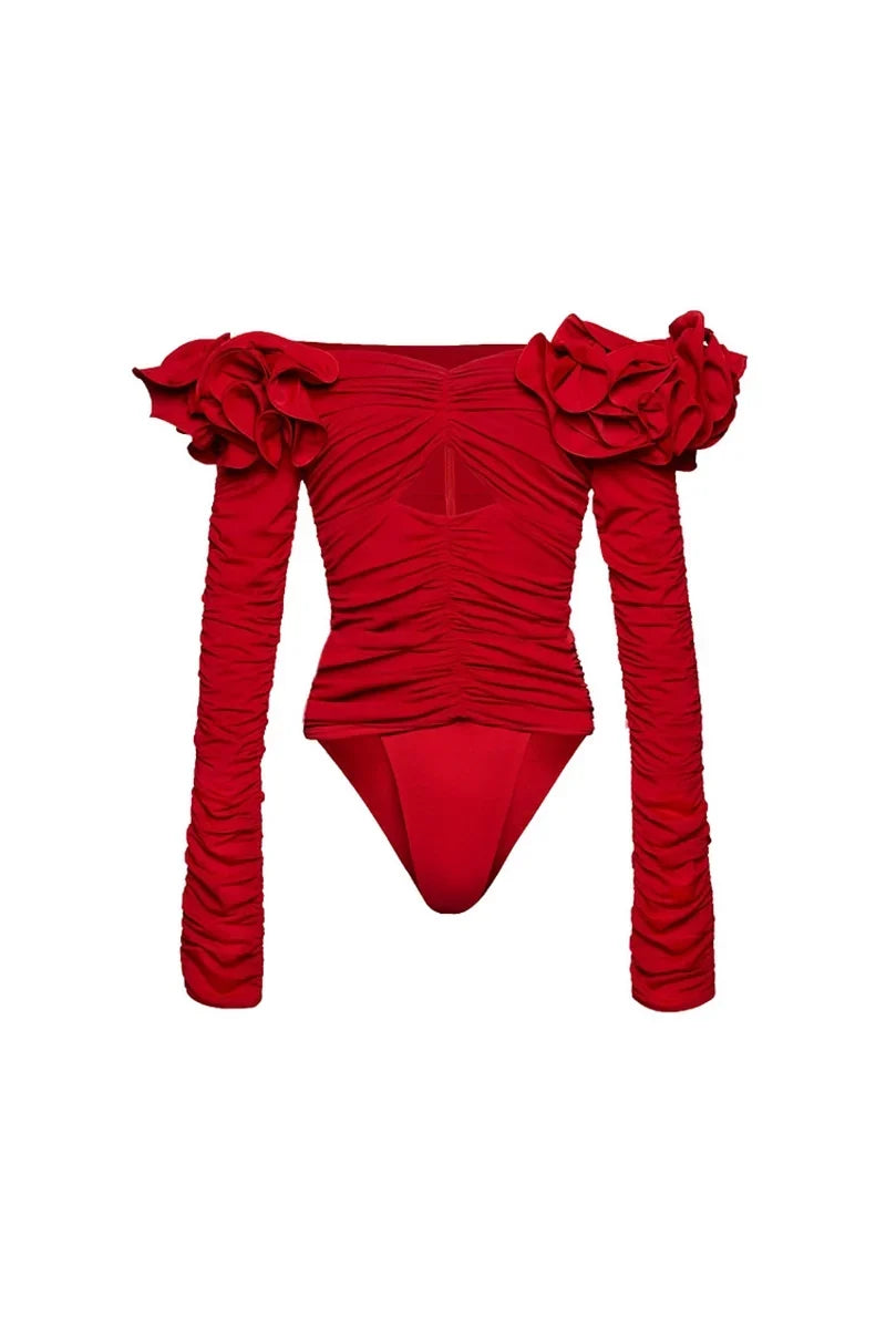Flower Applique Swimwear Set