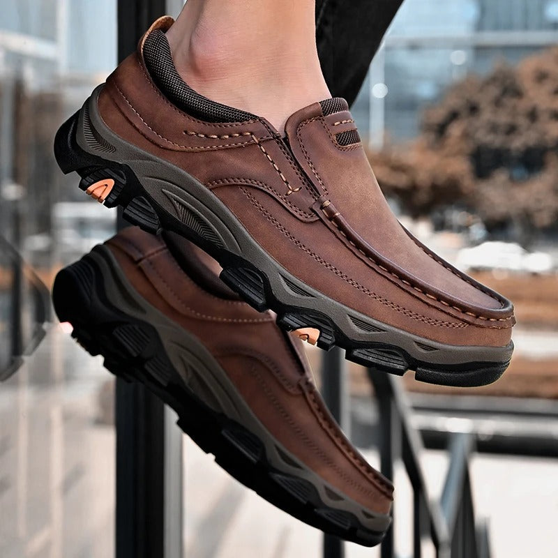 Cowhide Leather Loafers with Cushioned Insole