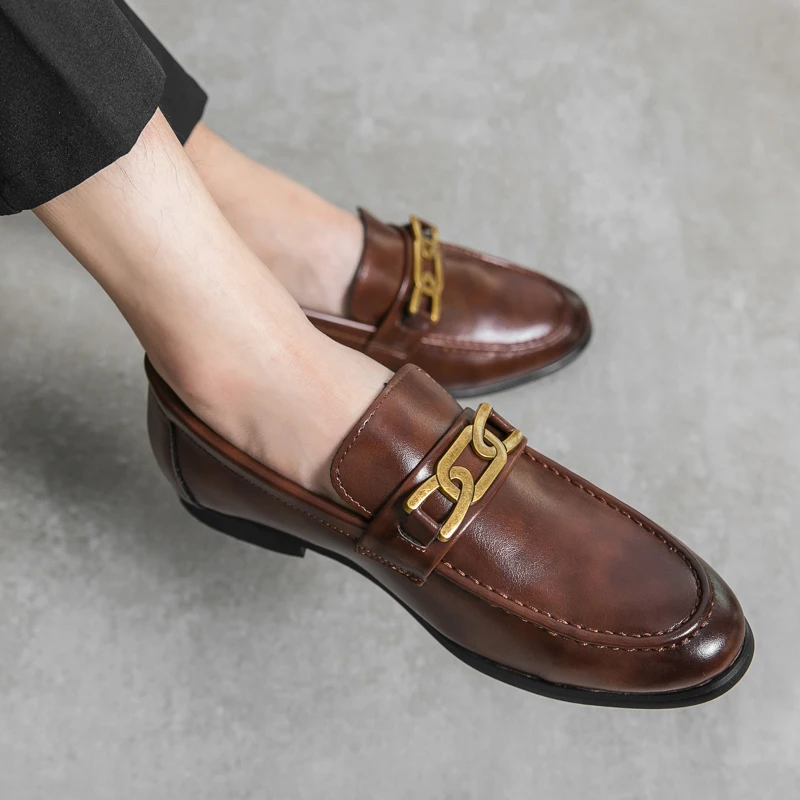 Vegan Leather Loafers with Two-Tone Detail