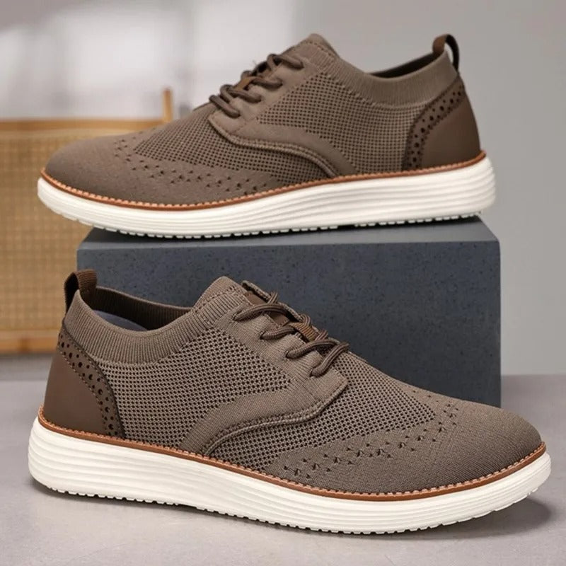 Knit Brogue Shoes with Wingtip Brogue Detail