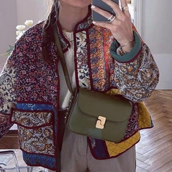 Quilted Jacket with Ethnic Print