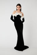 Lara Bowtie Off-shoulder Velvet Maxi-Length Dress