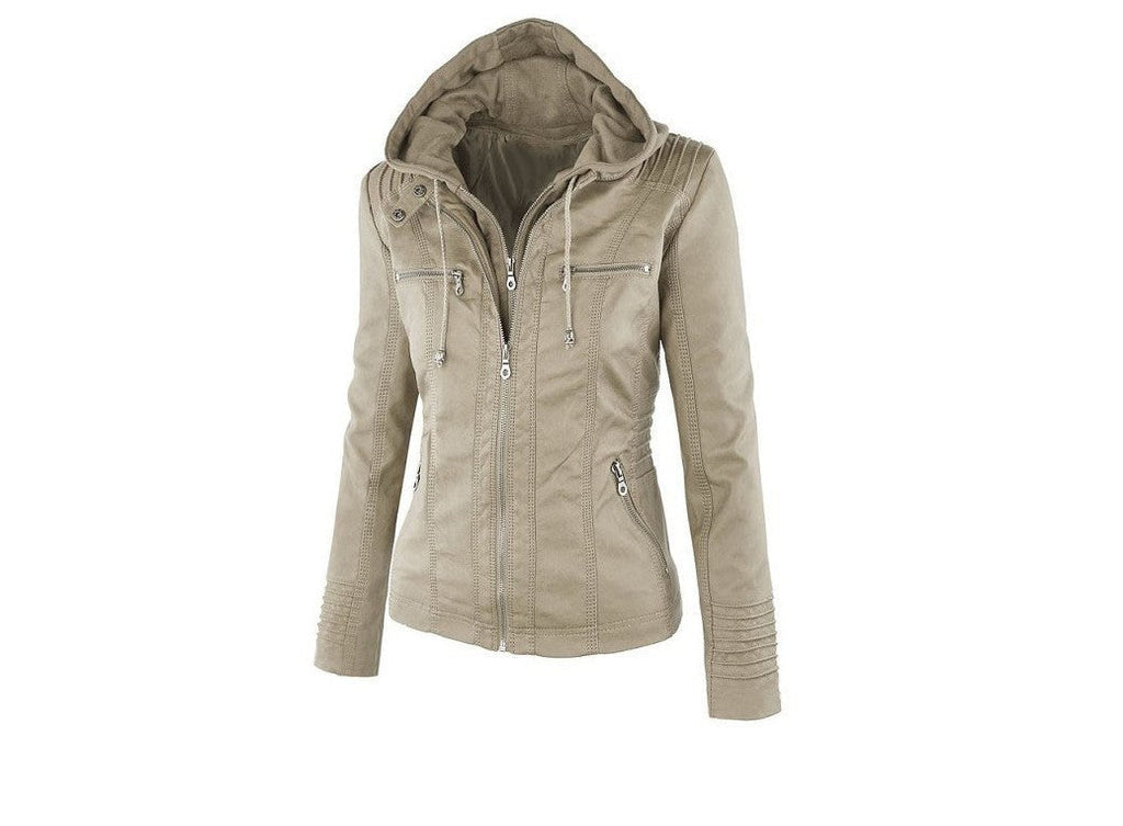 Leather Jacket with a Hood