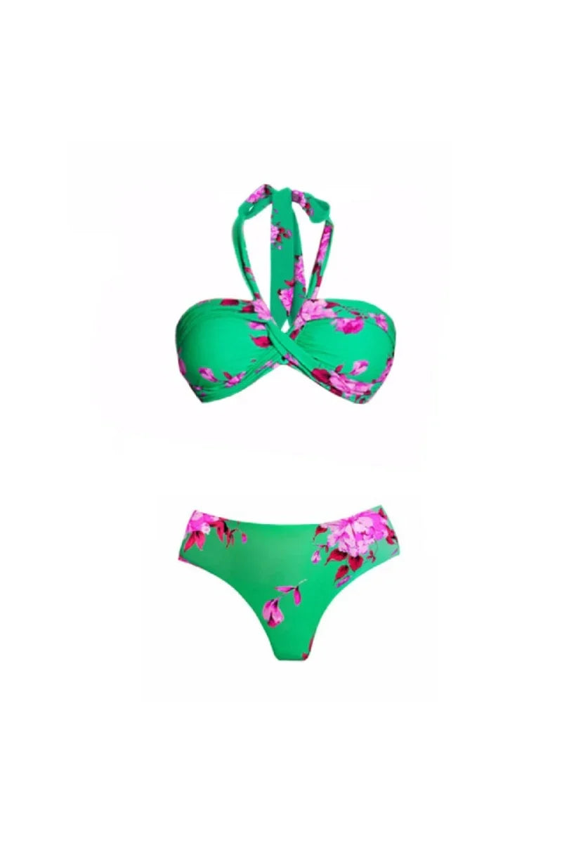 Halter Patterned Sexy Two-Piece Bikini