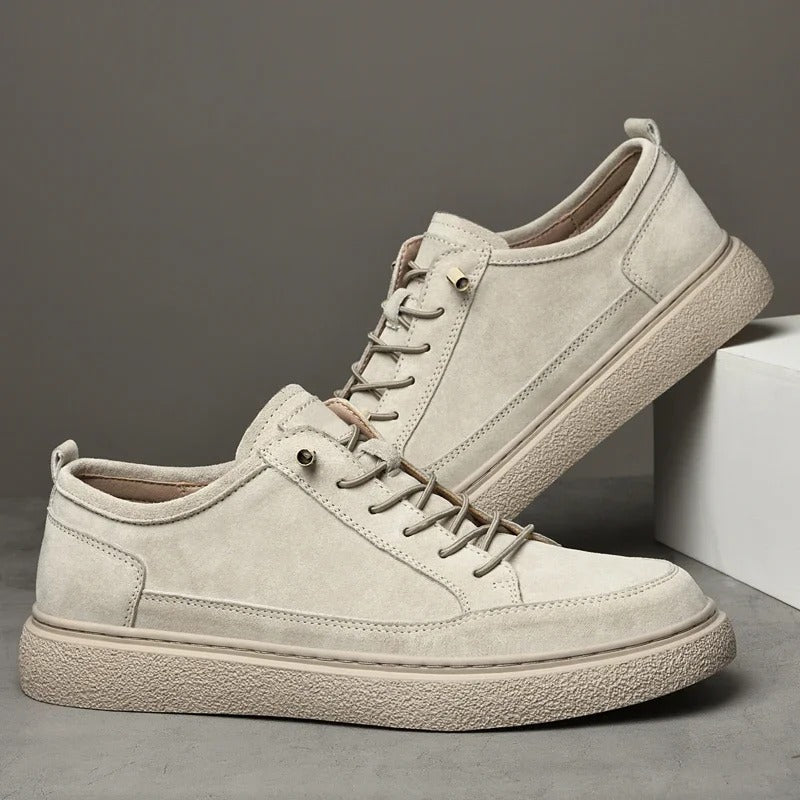 Cowhide Leather Sneakers with Cushioned Insole