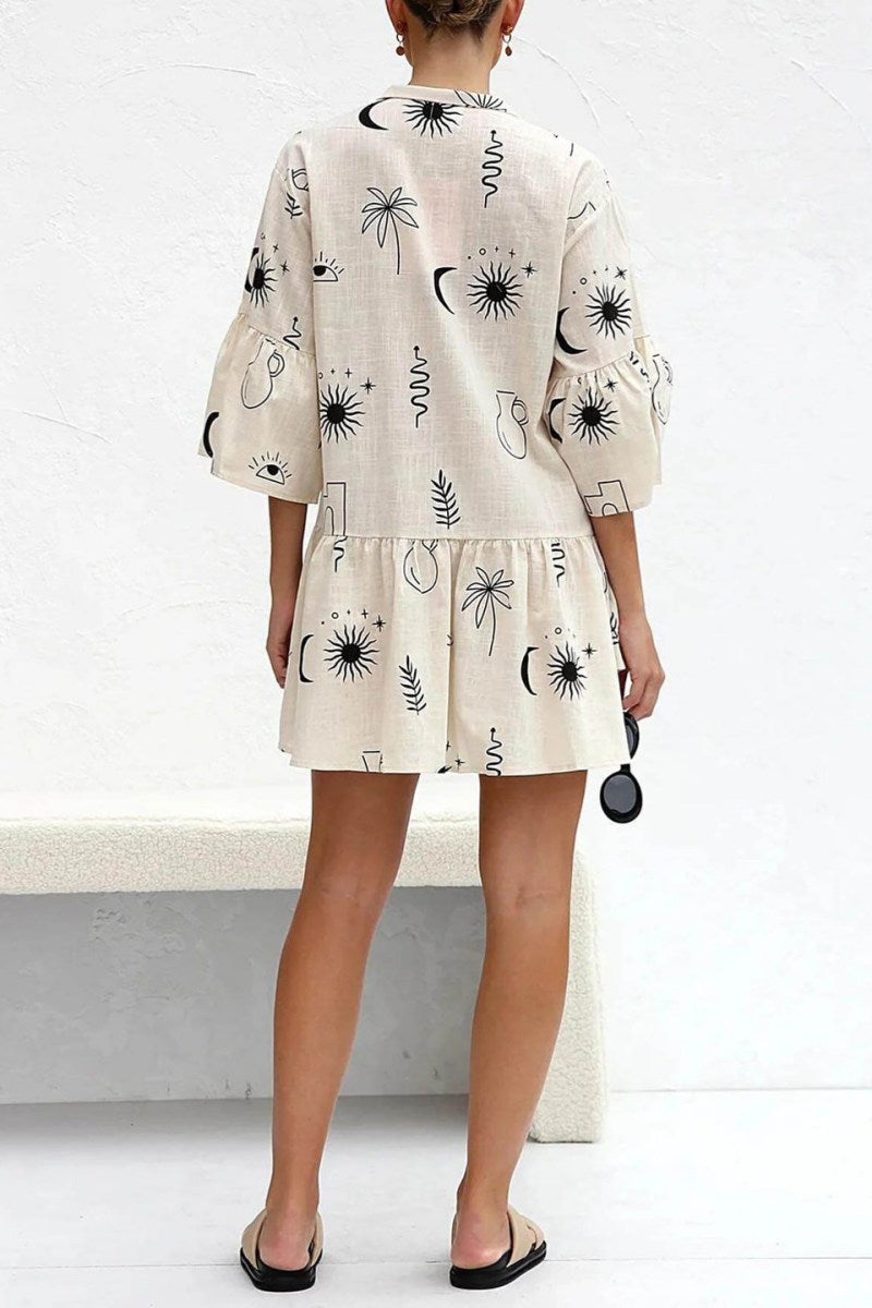 Modern Ethnic Style Loose Shirt Short Dress