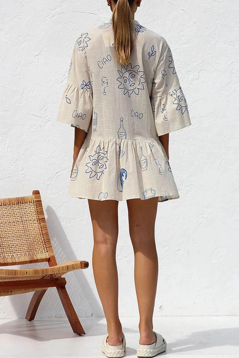 Modern Ethnic Style Loose Shirt Short Dress