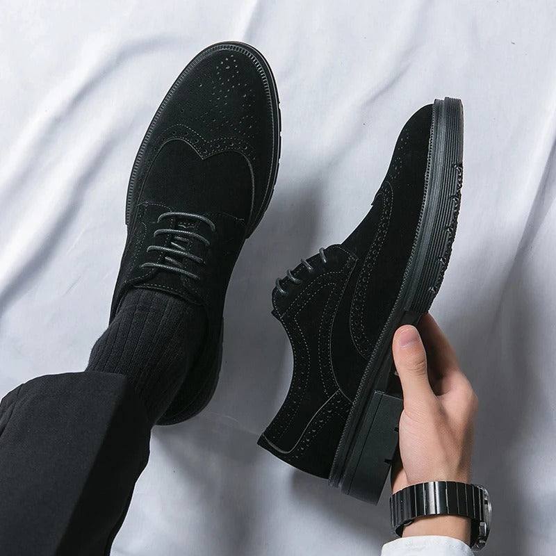 Suede Brogue Shoes with Cushioned Insole