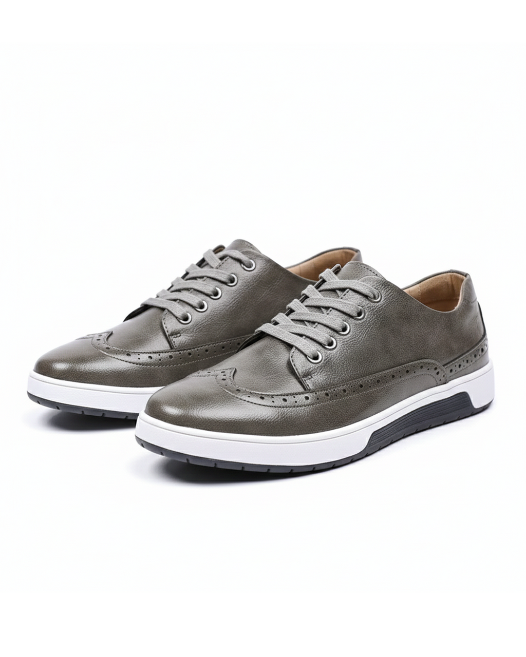 Leather-Look Brogue Shoes with Breathable Lining