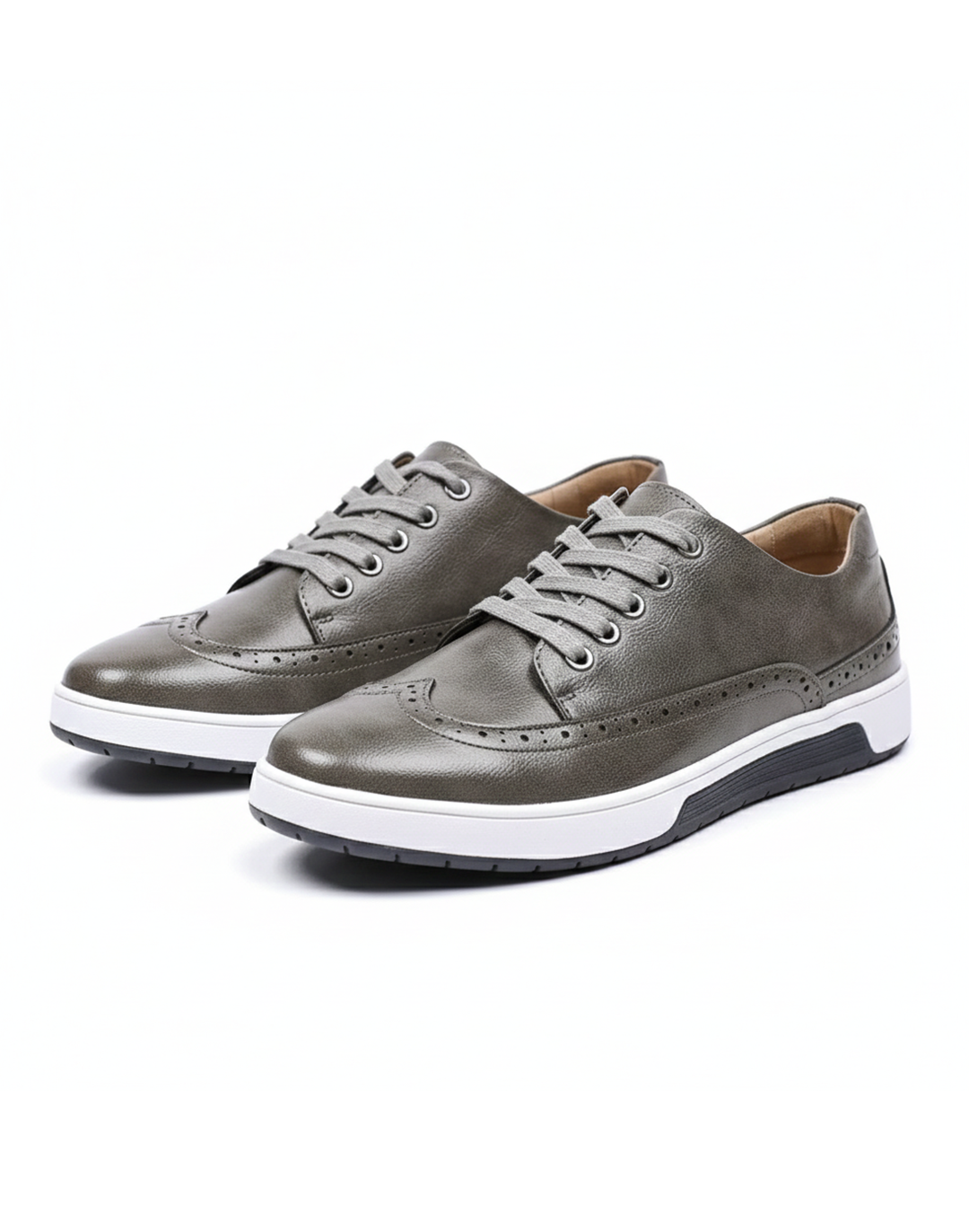 Leather-Look Brogue Shoes with Breathable Lining