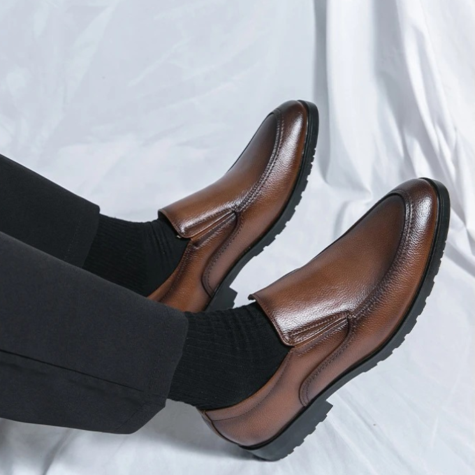 Loafers with Pebbled Texture