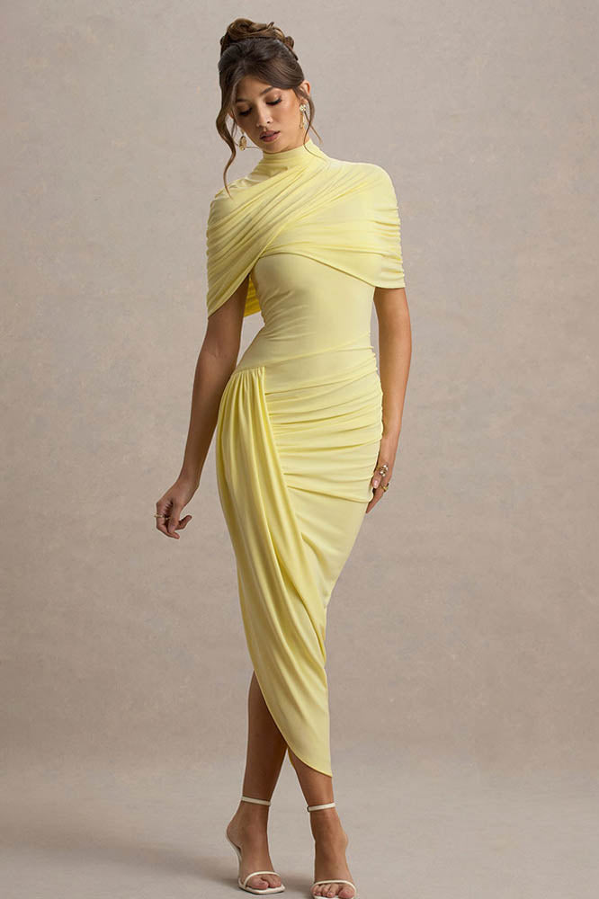 Cape Waist Midi-Length Dress