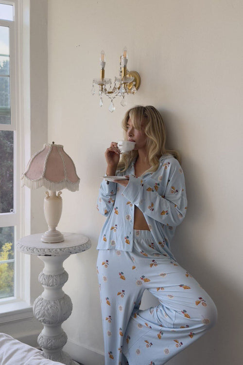 Coordinated Food Print Pajama Set