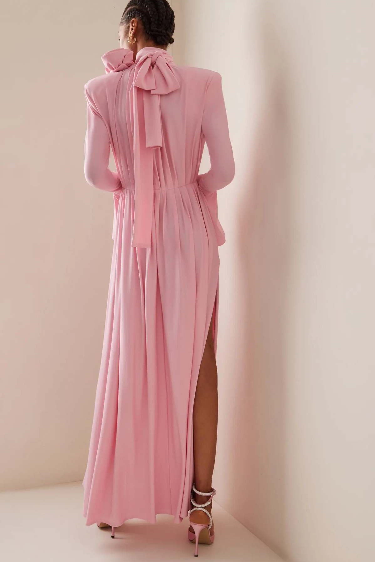 Luxury Retro Cut-Out Deep V Halter 3D Flower Maxi-Length Dress