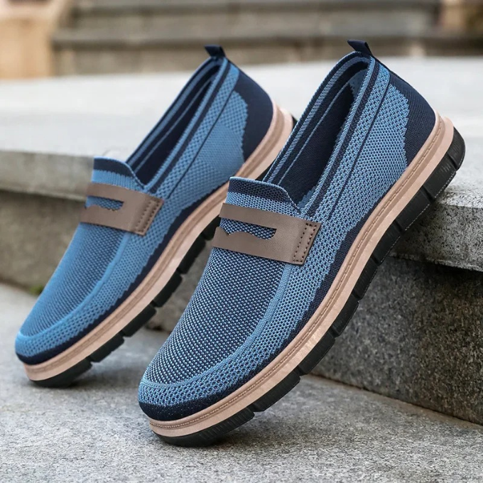Knit Loafers with Woven Detail