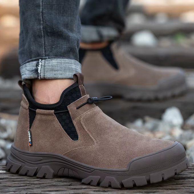 Suede Sneakers with Slip-Resistant Tread