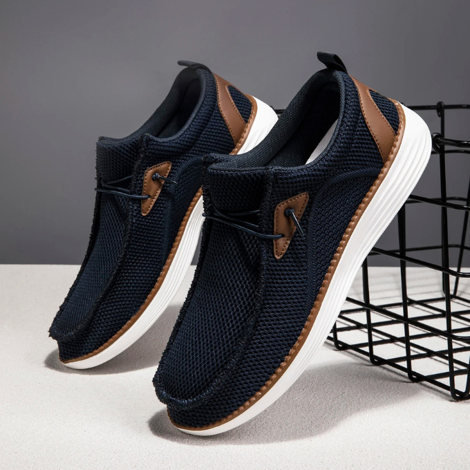 Mesh Loafers with Woven Detail