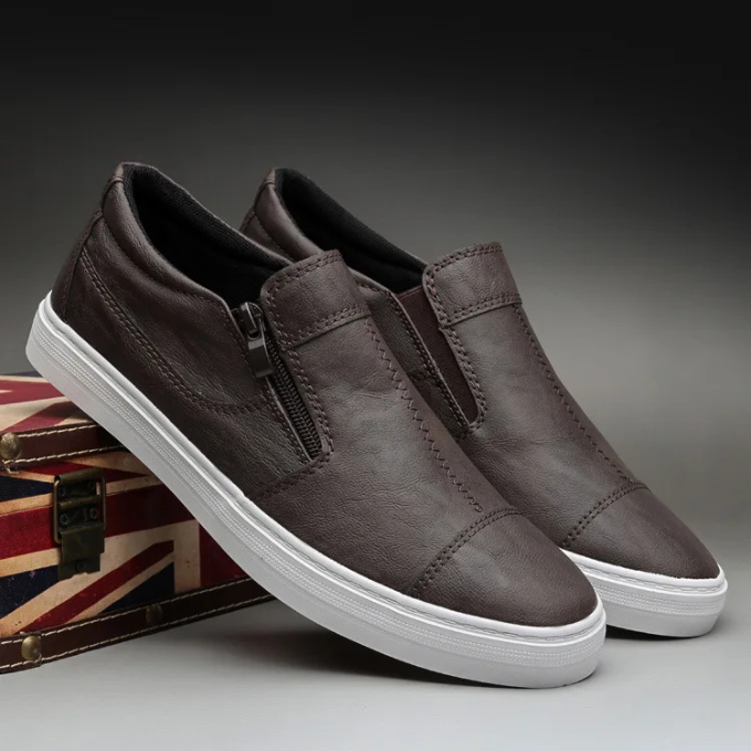 Leather-Look Sneakers with All-Day Comfort