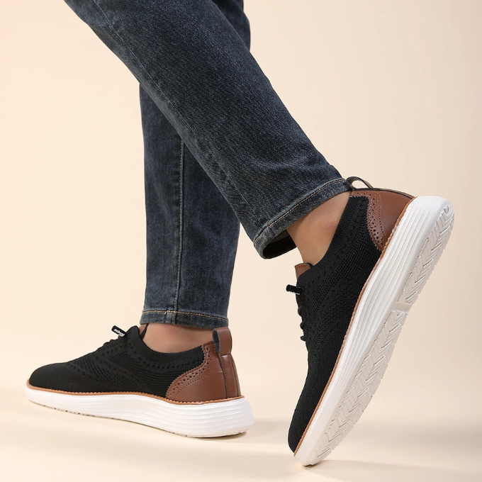 Knit Brogue Shoes with Breathable Upper