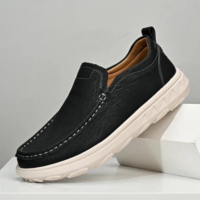 Leather Loafers with Rubber Sole