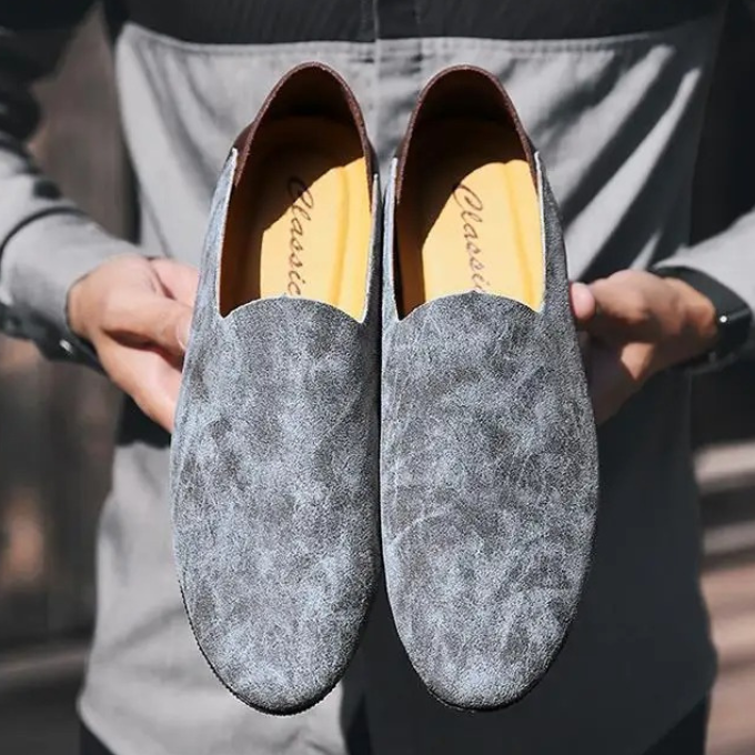Distressed Leather Loafers with Broken-In Comfort