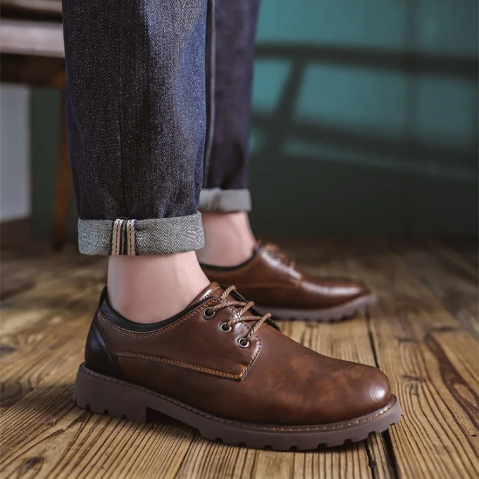Casual Polished Leather Oxford Shoes