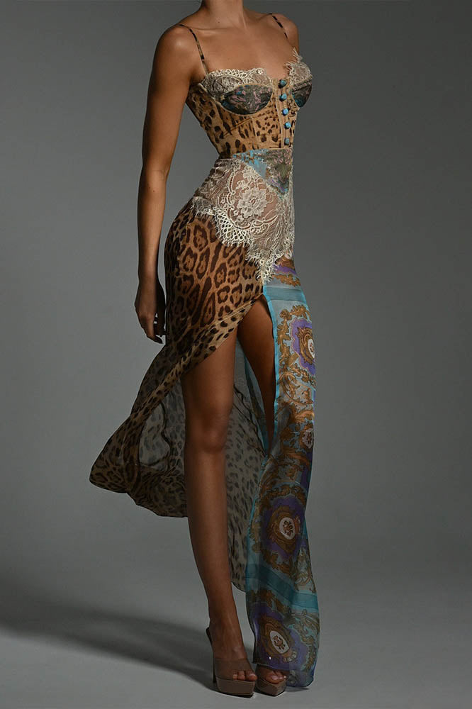Whispers of the Wild - Waist-Tied Maxi-Length Dress