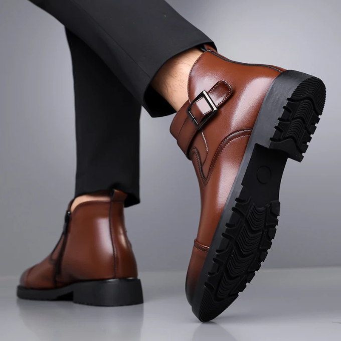 Leather Chelsea Boots with Rubber Sole