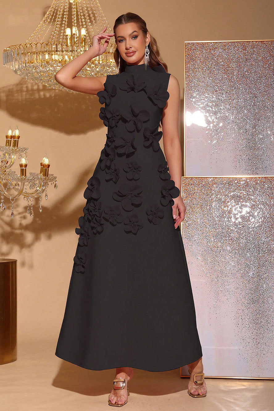 Ethel Flower Embellished Sleeveless Maxi-Length Dress