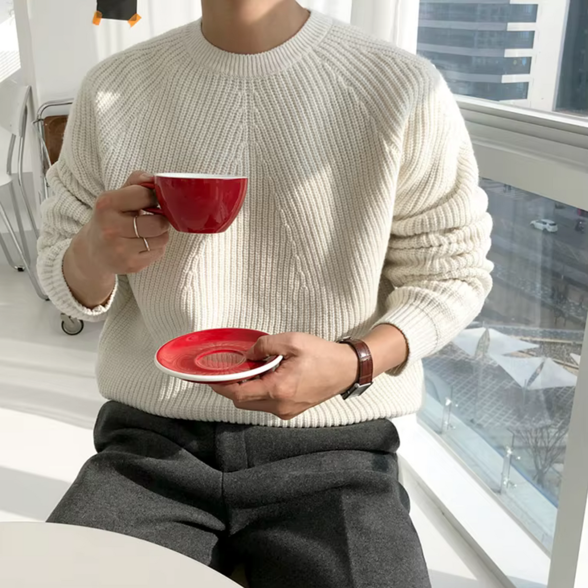 Breathable Wool Blend Sweater with Lightweight Feel