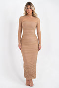 Refined Crew Neck High-Waisted Mesh Dress