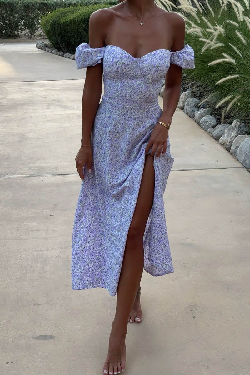 Stylish U-Neck Flower Midi-Length Dress