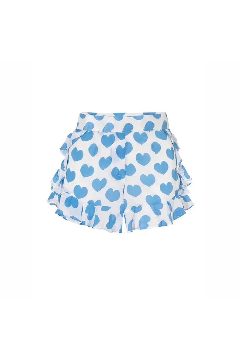 Heart Print Fresh Shorts Two-Piece Bikini
