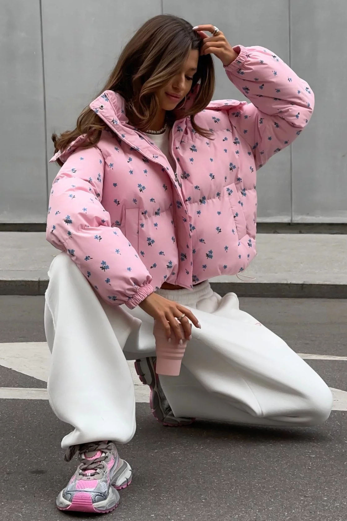 Flower Print Puffer Jacket