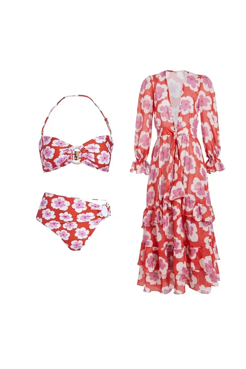 Halter Neck Patterned Two-Piece Bikini