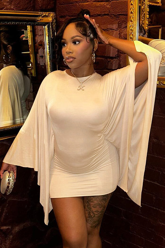 Curvy-Friendly Cape Sleeve Mini-Length Dress