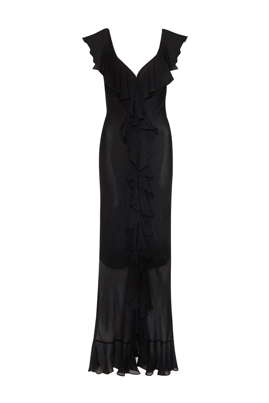 Sunlight Lotus-Chiffon Ruffled Maxi-Length Dress